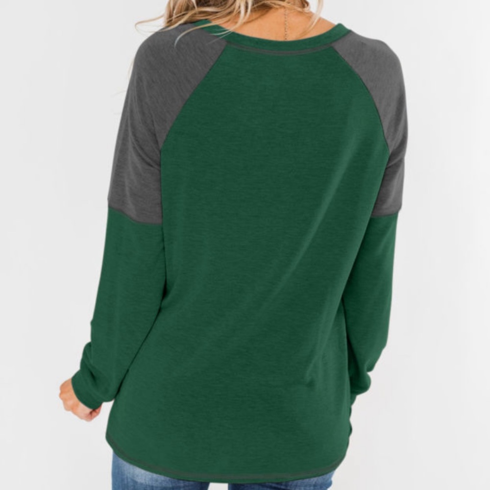 Color Block Raglan Sleeve Top - Picture 6 of 7